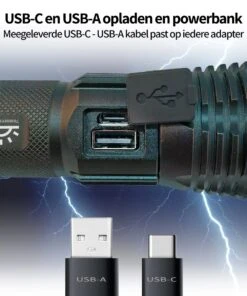 TomorrowNow® XHP50 Oplaadbare LED Zaklamp - USB-C + USB-A - 3.000 Lumen - Powerbank Functie - Battery Management System - Waterdicht -Bo Camp Goedkope Winkel 1000x1200 12