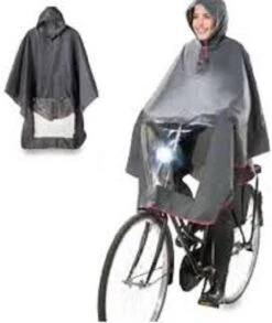 Poncho Regenponcho - Fietsponcho Fiets - Koplampproof Transparant - één Maat Kleur Zwart