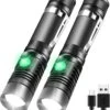 Qtronic Zaklamp LED Oplaadbaar Met Zoomfunctie - 2-pack - Militaire Zaklamp - Waterdicht - USB Oplaadbaar (inclusief Oplaadkabel & Batterijen).