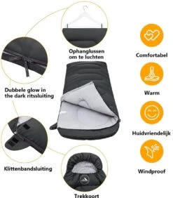 HikeMeister Mummy Slaapzak 1600 Gram - Kamperen - Zwart - Ca. 220 X 80 Cm - Met Binnenzak - Comfortzone: 0-15 Graden - Draagtas -Bo Camp Goedkope Winkel 1051x1200 1