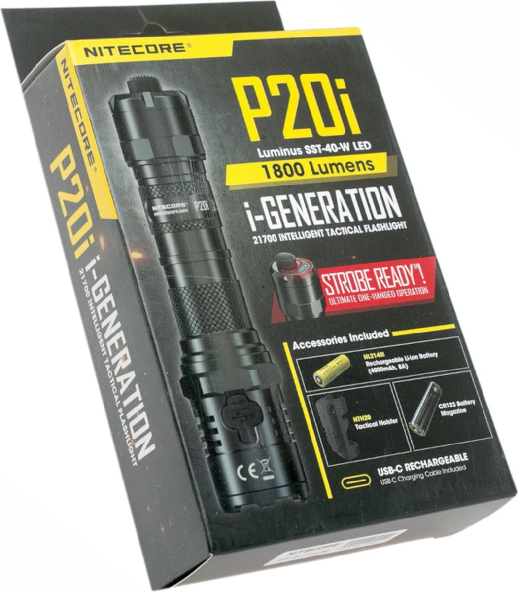 NiteCore Zaklamp P20i I-Generation- USB-C Oplaadbaar- 1800 Lumen- Zwart 8 NiteCore Zaklamp P20i I-Generation- USB-C Oplaadbaar- 1800 Lumen- Zwart - Afbeelding 8