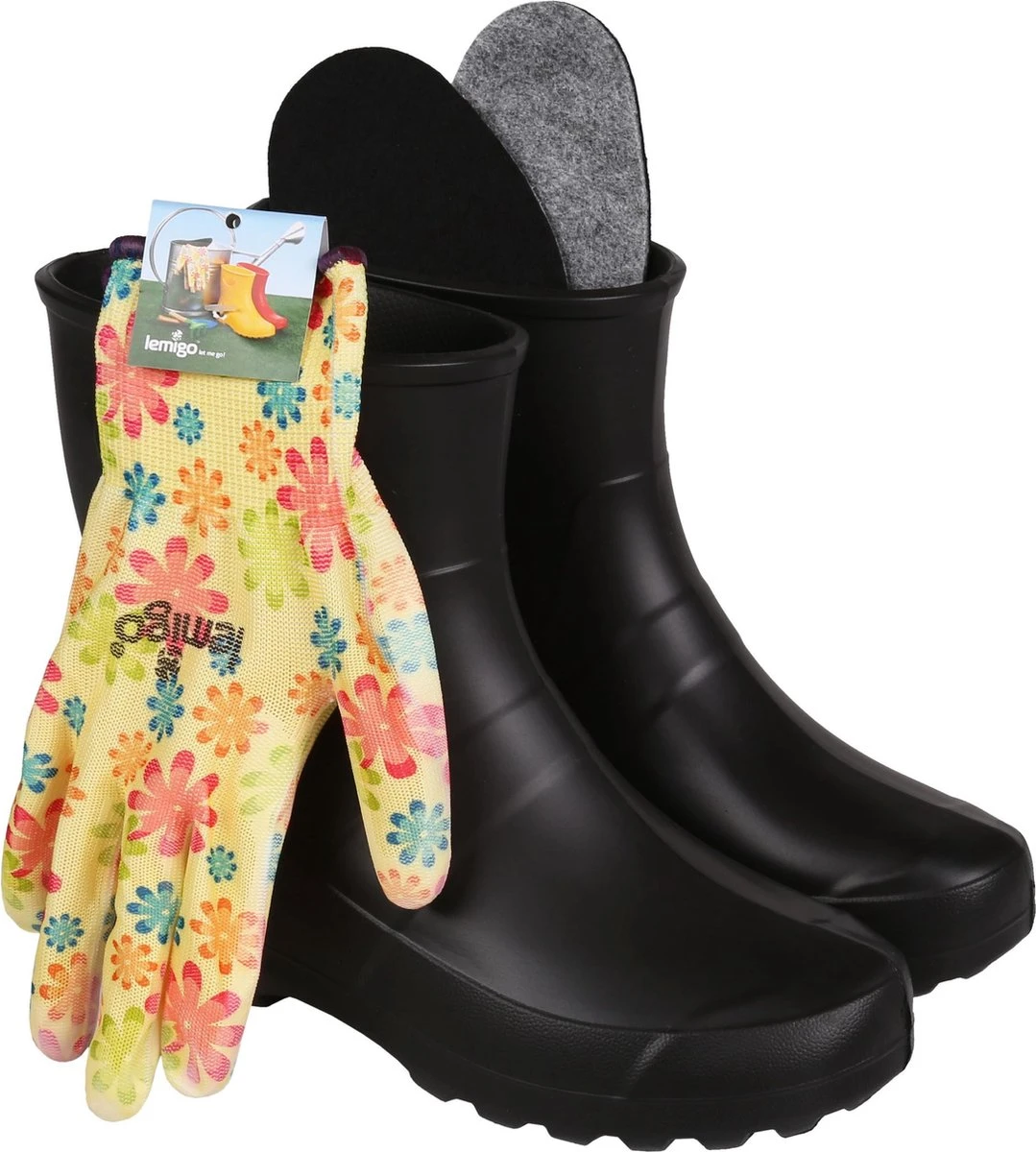 Zwarte Rubberen Dameslaarzen Compleet Met Tuinhandschoenen Maat - 39 2 Zwarte Rubberen Dameslaarzen Compleet Met Tuinhandschoenen Maat - 39 - Afbeelding 2