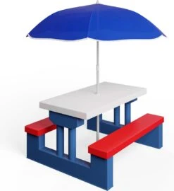 Merkloos Kinder Picknicktafel Met Parasol - Blauw -Bo Camp Goedkope Winkel 1097x1200 3