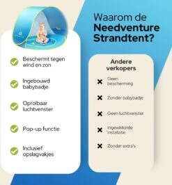 Needventure Baby Strandtent - Pop Up Tent - Windscherm Strand - Camping Strandtentje - Speeltent - Blauw -Bo Camp Goedkope Winkel 1115x1200 1