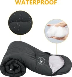 HikeMeister Mummy Slaapzak 1600 Gram - Kamperen - Zwart - Ca. 220 X 80 Cm - Met Binnenzak - Comfortzone: 0-15 Graden - Draagtas -Bo Camp Goedkope Winkel 1119x1200 2