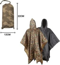 Regenponcho / Fietsponcho Herbruikbaar Voor Volwassenen ( Dames En Heren ) - 200x110cm - 100% Ripstop Polyester - Camouflage 11 Regenponcho / Fietsponcho Herbruikbaar Voor Volwassenen ( Dames En Heren ) - 200x110cm - 100% Ripstop Polyester - Camouflage -Bo Camp Goedkope Winkel 1119x1200 3