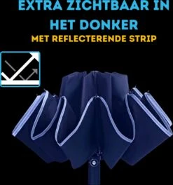 Stormparaplu - Paraplu - Opvouwbaar - Reflecterend - Automatisch Omgekeerd Uitklapsysteem - Windbestendig Tot 140 Km/h - Incl. Luxe Beschermhoes -Bo Camp Goedkope Winkel 1123x1200 1