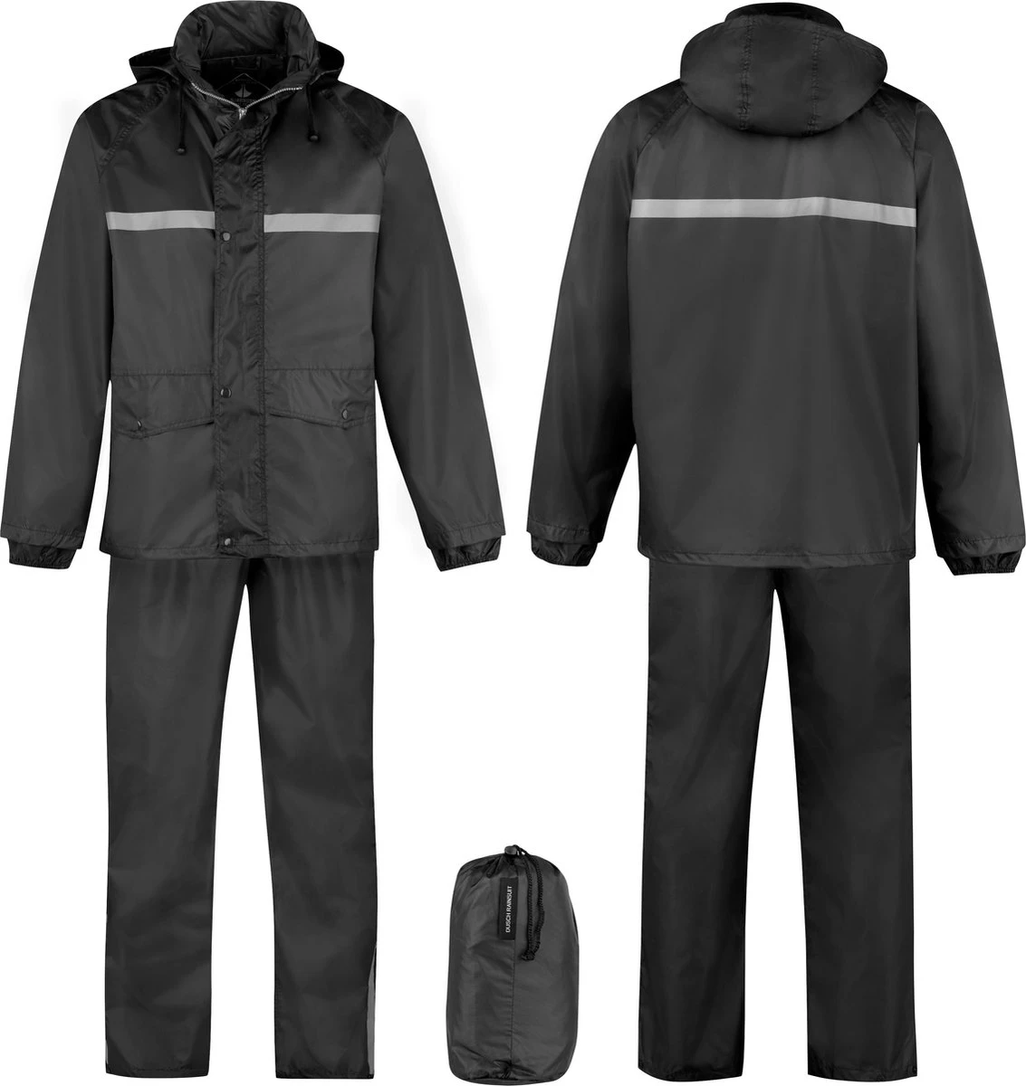 BJØRNSON Dusch Regenpak Dames & Heren - Waterdicht - Maat XL - Zwart 1 BJØRNSON Dusch Regenpak Dames & Heren - Waterdicht - Maat XL - Zwart