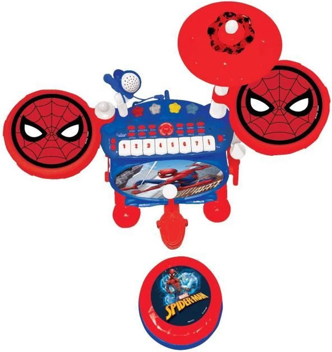 Lexibook Spider-Man Elektronische Drumkit Voor Kinderen, Realistisch Drumgeluid, 8-toetsen Toetsenbord, Mp3-stekker, Inclusief Stoel, Blauw/rood, K610SP 3 Lexibook Spider-Man Elektronische Drumkit Voor Kinderen, Realistisch Drumgeluid, 8-toetsen Toetsenbord, Mp3-stekker, Inclusief Stoel, Blauw/rood, K610SP - Afbeelding 3