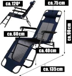 Ligstoel 180x60cm - Opvouwbaar Campingstoel Ligbed Strandstoel Tuinstoel Vouwligstoel Blauw -Bo Camp Goedkope Winkel 1135x1200