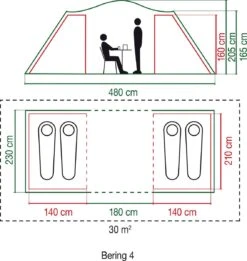 Coleman Bering 4 Vis-a-Vis Tent - Familietent - 4-Persoons - Groen -Bo Camp Goedkope Winkel 1136x1200 1