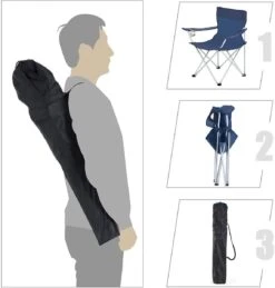 Set Van 2 Opvouwbare Campingstoelen, Klapstoelen Voor Buiten, Comfortabel, Met Armleuningen En Bekerhouders, Stabiel Frame, Draagvermogen 120 Kg - Blauw -Bo Camp Goedkope Winkel 1146x1200
