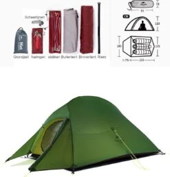 Cloud Up 3 Upgraded - Naturehike® - Tent 3 Persoons - Lichtgewicht Tent - Incl. Grondzeil - 20D 4000MM - Outdoor Kampeertent - Waterdicht - Hiking & Wandelen -Bo Camp Goedkope Winkel 1147x1200 1
