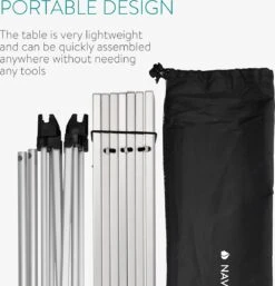 Navaris Campingtafel - Inklapbaar Campingtafeltje Van Aluminium - Opvouwbare Tafel Inclusief Draagtas - Picknicktafel - Zilver -Bo Camp Goedkope Winkel 1154x1200
