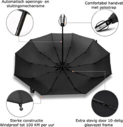 IBright Storm Paraplu - Paraplu - Extra Sterk - Opvouwbaar - Automatisch Uitklapbaar - Ø 105 - Inclusief Beschermhoes 12 IBright Storm Paraplu - Paraplu - Extra Sterk - Opvouwbaar - Automatisch Uitklapbaar - Ø 105 - Inclusief Beschermhoes -Bo Camp Goedkope Winkel 1161x1200 5