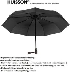 HUISSON Paraplu Stormparaplu Automatisch Uit En Inklapbaar Opvouwbaar Lichtgewicht 330 Gram Windproof Zwart -Bo Camp Goedkope Winkel 1170x1200 2