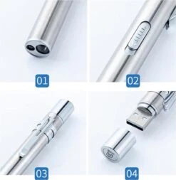 Merkloos 2 Stuks RVS Penlight - Usb Oplaadbare Zaklamp Zwart - Zilverkleur 11 Merkloos 2 Stuks RVS Penlight - Usb Oplaadbare Zaklamp Zwart - Zilverkleur -Bo Camp Goedkope Winkel 1170x1200 6