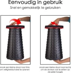 Kampeerkruk - Uitschuifbare Kruk - Rood/Zwart- Tot 120 Kg - Travel Stool - Opvouwbare Campingkruk - Inklapbaar Krukje - Telescopische Kruk - Camping - Outdoor -Bo Camp Goedkope Winkel 1175x1200