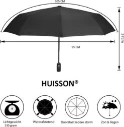HUISSON Paraplu Stormparaplu Automatisch Uit En Inklapbaar Opvouwbaar Lichtgewicht 330 Gram Windproof Zwart -Bo Camp Goedkope Winkel 1175x1200 4