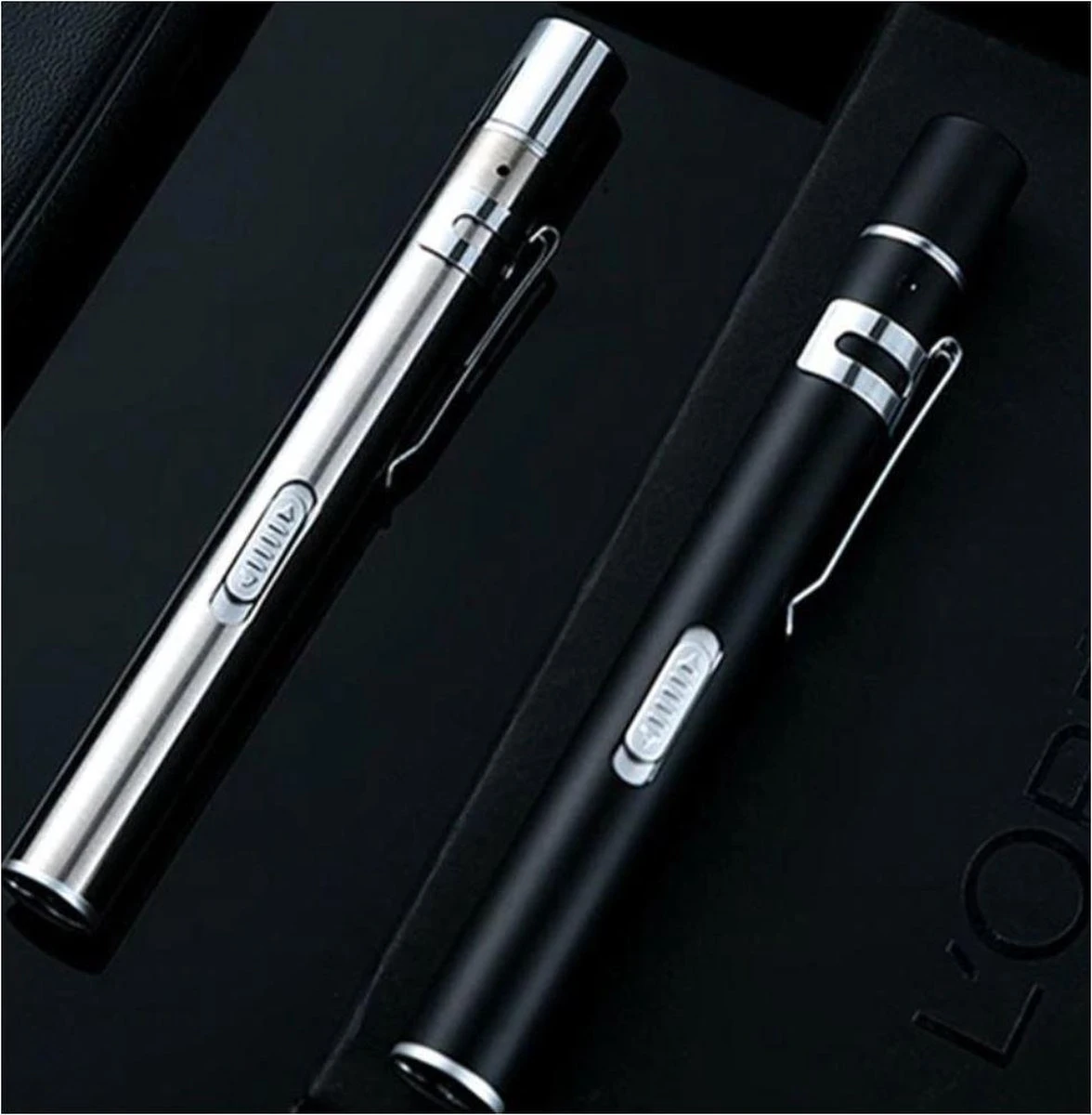 Merkloos 2 Stuks RVS Penlight - Usb Oplaadbare Zaklamp Zwart - Zilverkleur 7 Merkloos 2 Stuks RVS Penlight - Usb Oplaadbare Zaklamp Zwart - Zilverkleur - Afbeelding 7