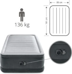 Intex Luchtbed - 1-Persoons - 99 X 191 X 46 Cm - Grijs - Met Ingebouwde Pomp, Hoeslaken Zwart En Reparatieset 11 Intex Luchtbed - 1-Persoons - 99 X 191 X 46 Cm - Grijs - Met Ingebouwde Pomp, Hoeslaken Zwart En Reparatieset -Bo Camp Goedkope Winkel 1177x1200 3