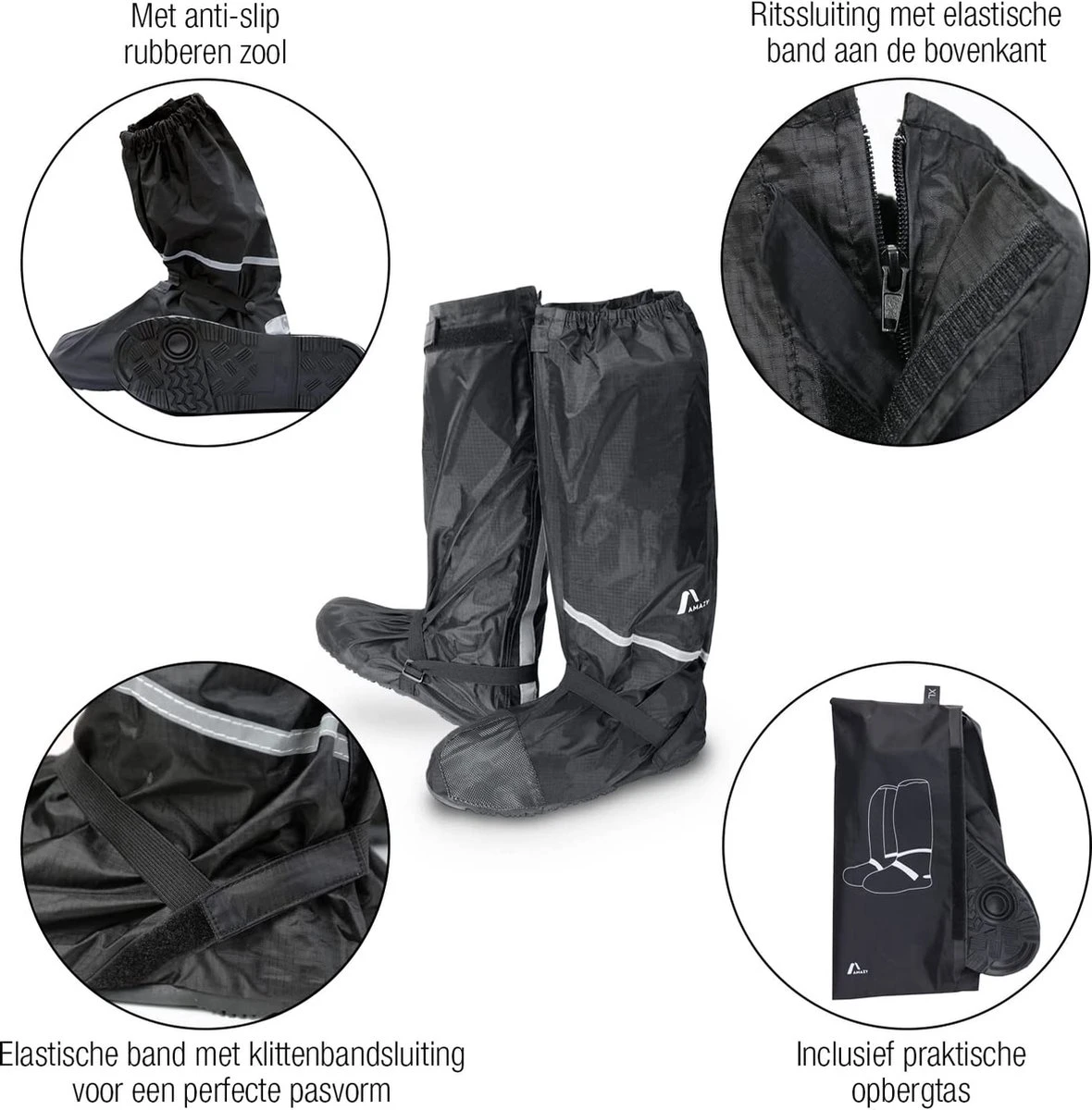 Amazy Regenoverschoenen + Gratis Opbergtas (maat 44/45 | Hoog) - Waterdichte En Antislip Schoenovertrekken Met Reflectoren Voor Droge, Schone Schoenen, Zelfs In De Regen, Sneeuw Of Stof. 3 Amazy Regenoverschoenen + Gratis Opbergtas (maat 44/45 | Hoog) - Waterdichte En Antislip Schoenovertrekken Met Reflectoren Voor Droge, Schone Schoenen, Zelfs In De Regen, Sneeuw Of Stof. - Afbeelding 3