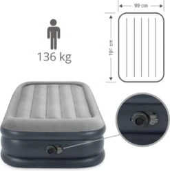 Intex Luchtbed - 1-Persoons - 99 X 191 X 42 Cm - Grijs - Met Pomp, Hoeslaken Zwart En Reparatieset -Bo Camp Goedkope Winkel 1189x1200 7
