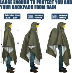 Anyoo Lichte Waterdichte Regenjas Poncho, Herbruikbaar, Ripstop, Ademende Multifunctionele Regenjas Met Capuchon, Opvouwbare Beschermhoes, Onderkant, Ideaal Voor Buiten, Camping, Wandelen, Vissen -Bo Camp Goedkope Winkel 1192x1200 10