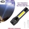 2-Stuks USB Oplaadbare Militaire Tactical Led Zaklamp Duo COB Li-ion 5W