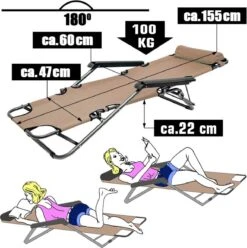 Ligstoel Opvouwbaar 155x60cm - Lichte Ligbed Relaxstoel Tuinstoel Campingstoel Strandstoel -Bo Camp Goedkope Winkel 1196x1200