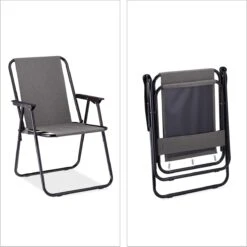 Relaxdays Campingstoel Inklapbaar Set Van 2 - Klapstoel 100 Kg - Visstoel Met Armleuningen - Grijs -Bo Camp Goedkope Winkel 1198x1200