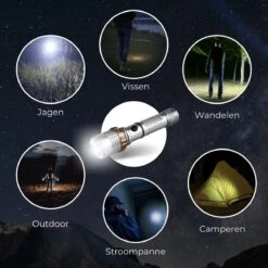 Rebela | Zaklamp Led Oplaadbaar | Flashlight | Aluminium | Waterproof | Inclusief Oplaadbare Batterij | High-Mid-Low-Strobe-SOS | T6 LED Police Flashlight -Bo Camp Goedkope Winkel 1199x1200 8