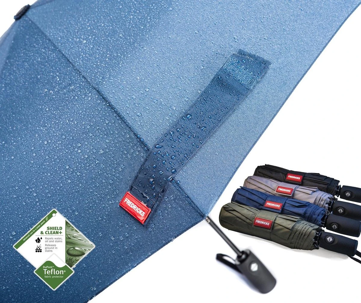 Merkloos Fredricks - Sterke Compacte Opvouwbare Tasformaat Paraplu - Stormbestendig >100 Km/u - Opent En Sluit Automatisch - Ø 97cm - Waterafstotende Teflon Coating - Sneldrogend - Donkerblauw 1 Merkloos Fredricks - Sterke Compacte Opvouwbare Tasformaat Paraplu - Stormbestendig >100 Km/u - Opent En Sluit Automatisch - Ø 97cm - Waterafstotende Teflon Coating - Sneldrogend - Donkerblauw