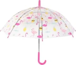 Kinderparaplu Voor Meisjes - Flamingo - Transparant - Zomer - Paraplu Voor Kinderen - Roze - Kinder