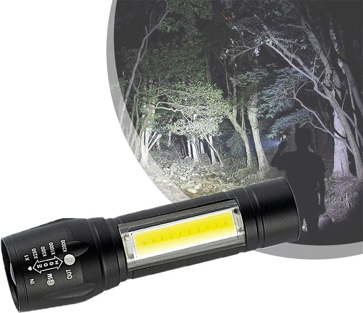 Zaklamp Oplaadbaar 2000 Lumen - Waterproof - Zeer Fel - Klein - 2 In 1 - Led 1 Zaklamp Oplaadbaar 2000 Lumen - Waterproof - Zeer Fel - Klein - 2 In 1 - Led
