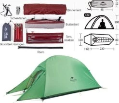 Cloud Up 1 Upgraded - Naturehike® - 1 Persoons Tent - Lichtgewicht Tent - Incl. Grondzeil - 210T 3000mm - Outdoor - Waterdicht - Hiking & Wandelen -Bo Camp Goedkope Winkel 1200x1038 1