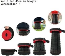 Kampeerkruk - Uitschuifbare Kruk - Rood/Zwart- Tot 120 Kg - Travel Stool - Opvouwbare Campingkruk - Inklapbaar Krukje - Telescopische Kruk - Camping - Outdoor -Bo Camp Goedkope Winkel 1200x1051 1