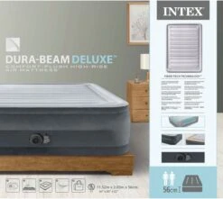Intex Luchtbed - 2-Persoons - 152 X 203 X 33 Cm - Grijs - Met Ingebouwde Pomp, Hoeslaken Wit En Reparatieset -Bo Camp Goedkope Winkel 1200x1074 5
