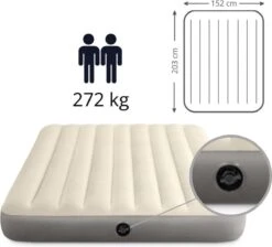 Intex Luchtbedset Intex Luchtbed - 2-Persoons - 152 X 203 X 25 Cm - Beige + Intex Elektrische Pomp - 650 Liter/min + Hoeslaken Wit + Reparatieset -Bo Camp Goedkope Winkel 1200x1090 12