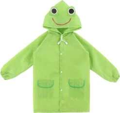 Merkloos Regenjas Kind - Regenponcho Kinderen - Groen - Jongens - Kikker - Cartoon - Maat 92 Tot 122 - 3 Tot 6 Jaar - Onesize