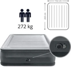 Intex Luchtbed - 2-Persoons - 152 X 203 X 33 Cm - Grijs - Met Ingebouwde Pomp, Hoeslaken Antraciet En Reparatieset -Bo Camp Goedkope Winkel 1200x1138 3