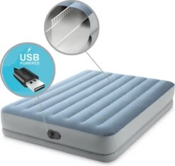 Intex Mid-Rise Comfort - Luchtbed - 2-Persoons - 152x203x36 Cm (BxLxH) - Blauw/Grijs - Met FastFill USB Pomp -Bo Camp Goedkope Winkel 1200x1139 3