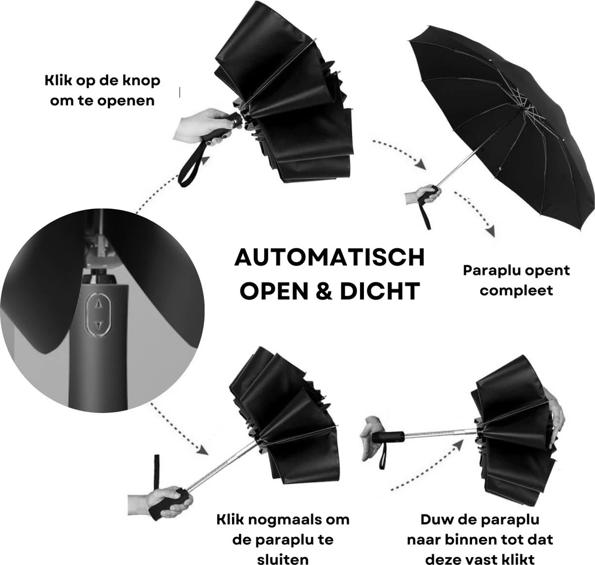 Tamarow™ Automatische Opvouwbare Paraplu - Omgekeerd Design - Windproof - Lichtgewicht - Reflectie - Omgekeerd Design - Roze 6 Tamarow™ Automatische Opvouwbare Paraplu - Omgekeerd Design - Windproof - Lichtgewicht - Reflectie - Omgekeerd Design - Roze - Afbeelding 6