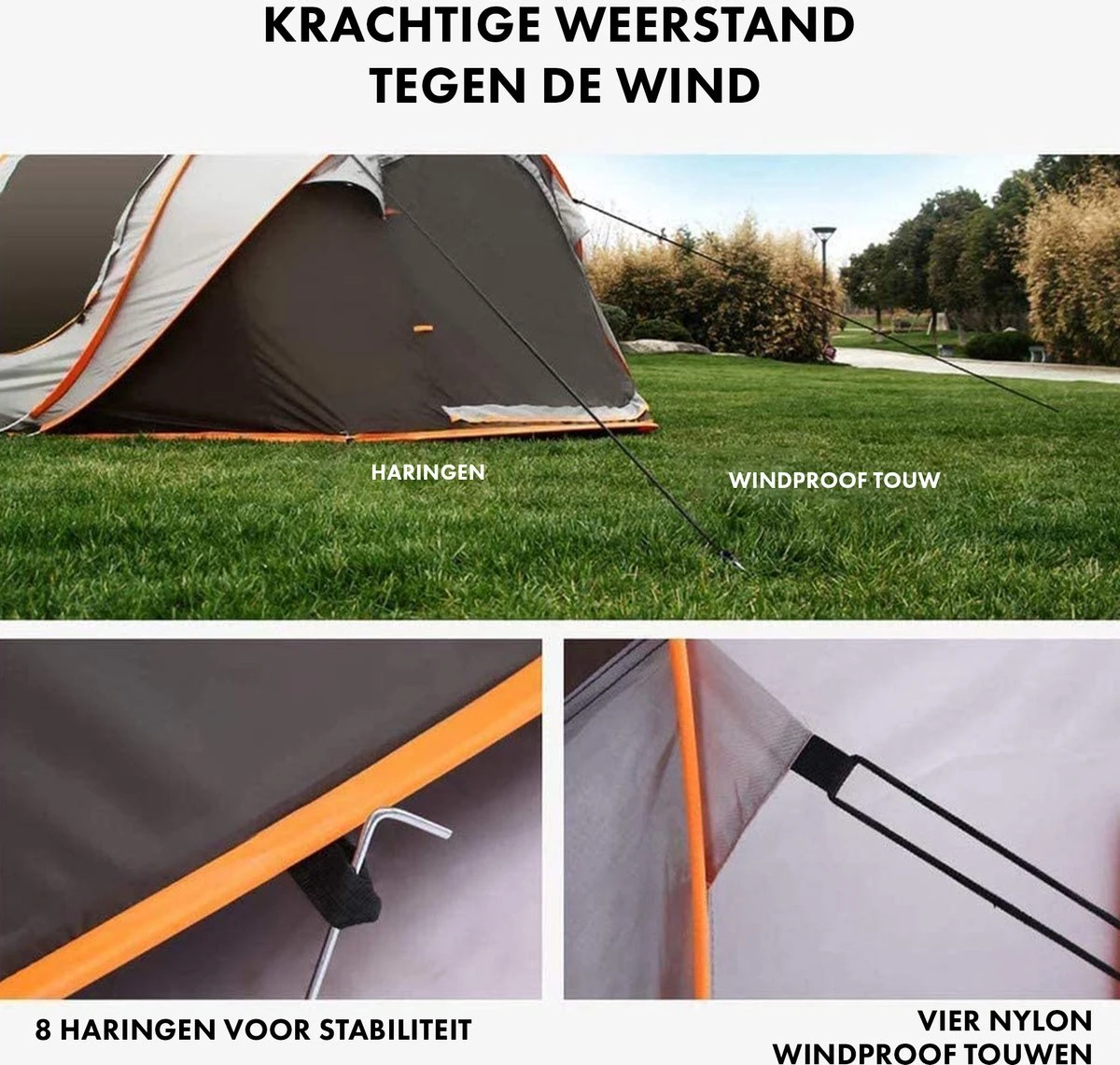Fly Lab Luxe Pop Up Tent - Kampeer Tent - Grijs/Oranje - 4 Persoons 2 Fly Lab Luxe Pop Up Tent - Kampeer Tent - Grijs/Oranje - 4 Persoons - Afbeelding 2