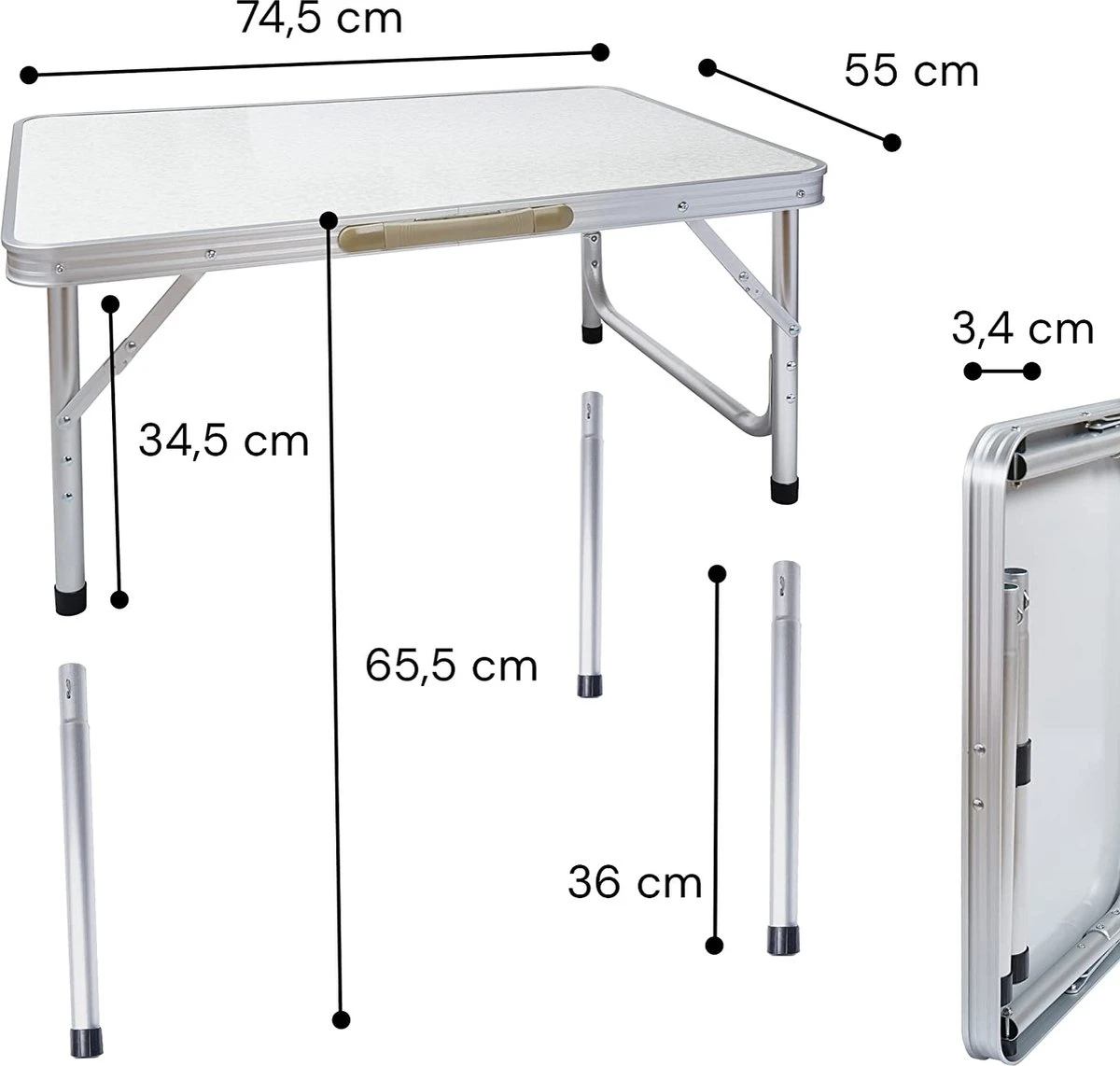 Liivo Aluminium Inklapbare Tafel - Campeertafel 75x55x60cm 2 Liivo Aluminium Inklapbare Tafel - Campeertafel 75x55x60cm - Afbeelding 2