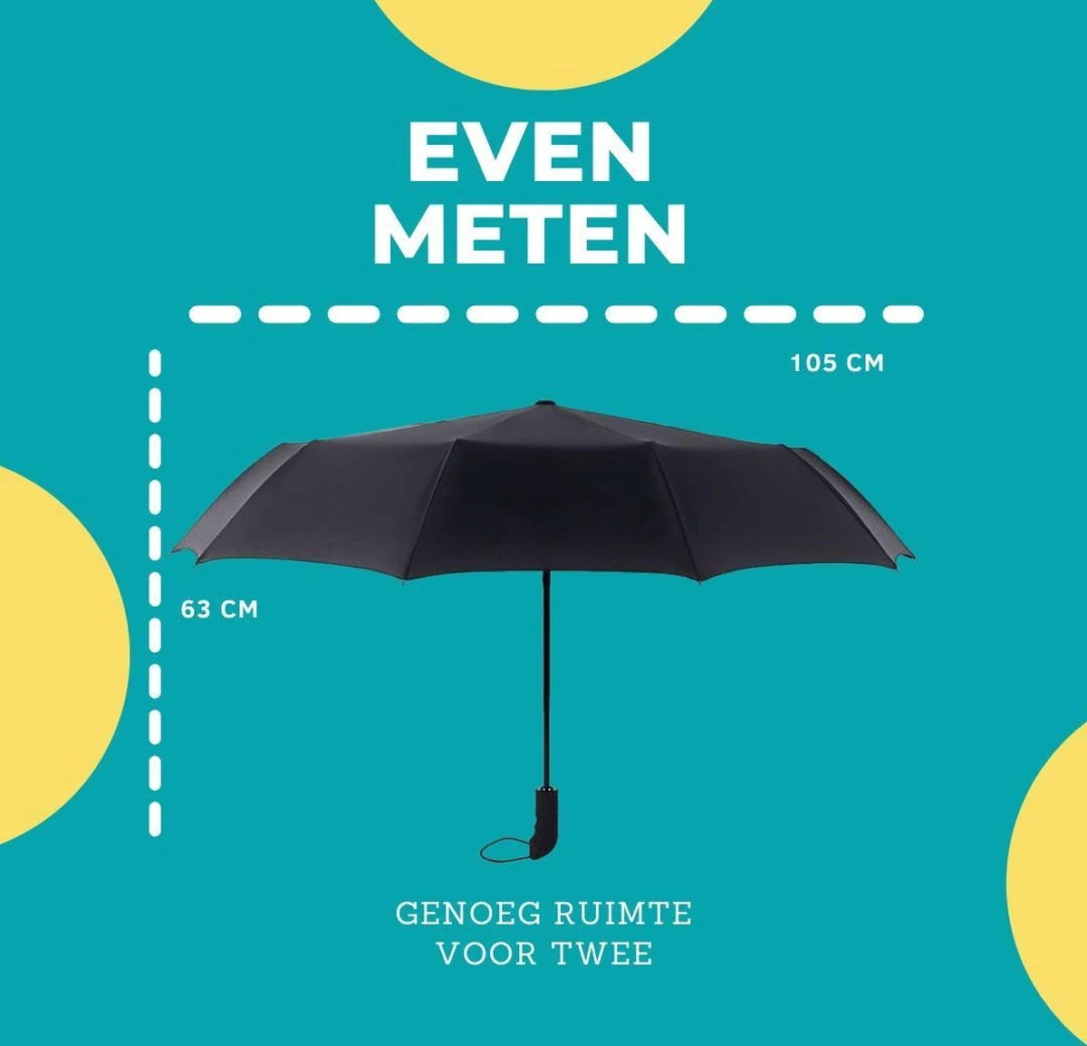 Paraplu - Stormparaplu - Opvouwbaar - Storm- En Regenbestendig - Automatisch Uitklapbaar - Zwart 7 Paraplu - Stormparaplu - Opvouwbaar - Storm- En Regenbestendig - Automatisch Uitklapbaar - Zwart - Afbeelding 7