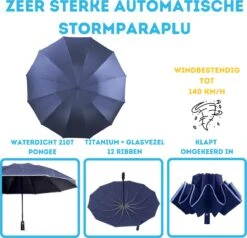 Stormparaplu - Paraplu - Opvouwbaar - Reflecterend - Automatisch Omgekeerd Uitklapsysteem - Windbestendig Tot 140 Km/h - Incl. Luxe Beschermhoes -Bo Camp Goedkope Winkel 1200x1156 5