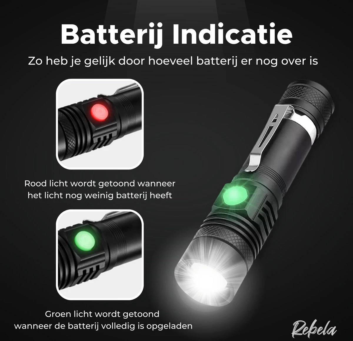 Rebela | Zaklamp Led Oplaadbaar | Flashlight Rechargeable | Waterproof Military Flashlight | Zaklamp 1200 Lumen | Inzoombaar | Oplaadbaar | Inclusief 1 Stuk Oplaadbare Batterij 18650 | Zwart 8 Rebela | Zaklamp Led Oplaadbaar | Flashlight Rechargeable | Waterproof Military Flashlight | Zaklamp 1200 Lumen | Inzoombaar | Oplaadbaar | Inclusief 1 Stuk Oplaadbare Batterij 18650 | Zwart - Afbeelding 8