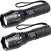 FlinQ 2-pack Militaire LED Zaklamp - 2 Zaklampen - 2000 Lumen - Zwart