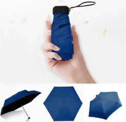 Merkloos Lichtgewicht Paraplu | Mini Paraplu | Handtas Paraplu | Donker Blauw